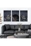Three horse canvas paintings with a hollow silver frame