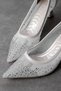 Violy Women's Pointed Toe Shiny Stone Detailed Cinderella Heeled Shoes 4086 - 4