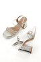 Janti Silver Stone High Thick Platform Heeled Evening Dress Shoes - 2