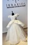 White Shiny Lace Girl Dress - Elegant Design with Pearl Embellishments and Tassels - 2