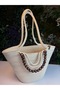 Fiona Stylish Straw Shoulder Bag with Natural Wooden Bead Detail - 5