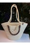 Fiona Stylish Straw Shoulder Bag with Natural Wooden Bead Detail - 2