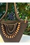 Fiona Stylish Straw Shoulder Bag with Natural Wooden Bead Detail - 4