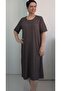 Brown Black Print Short Sleeve Combed Viscose Dress - 5