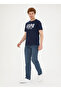 Crew Neck Navy Blue Men's T-Shirt - 4