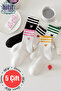 Women's 5 Pairs Premium Quality Striped Heart Embroidered Tennis Socket