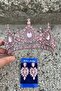 مجموعة أقراط Eveline Pink Crown Slim Shuttle - مجموعة إكسسوارات فستان السهرة لحفلات الزفاف والخطوبة