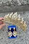 Madeline Bridal Set – Gold Crown and Wide Shuttle Earrings Set, Henna Wedding Accessory - 3