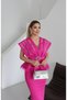 Women's Special Design Imported Fabric Shoulder Detail Belted Lined Wedding & Promise & Engagement & Graduation Dress - 4