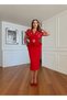 Women's Special Design Imported Fabric Shoulder Detail Belted Lined Wedding & Promise & Engagement & Graduation Dress
