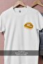 Oversize Lip Gloss Glitter Gold Pocket Design Unisex T-Shirt - 2
