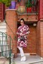 Fuchsia Colored Abstract Patterned Long Tunic - 2