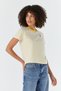 Striped Flamingo Embroidered T-Shirt Yellow - 4