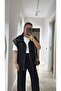 Women's Vest and Trousers Set with Elastic Waist Zippered Vest Chic Top and Bottom Set - 3