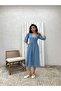 Indigo Blue V-Neck Muslin Dress - 6