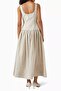 Square Neck Low Waist Linen Midi Women's Dress - 3