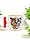 Tiger and Leopard Pattern Designed Red T-Handled Ceramic Printed Mug 250 ml