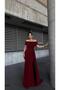 Off the Shoulder Long Evening Dress Flowres Fabric Red 583267 - 3