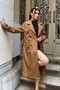 Women's Waist-Tie Double-Breasted Collar Long Trench Coat - Tan 9358 - 4