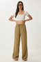 Muslin Palazzo Trousers Olive Green Lmx0008 - 2