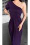 One Shoulder Pleated Long Evening Dress 582902 Purple - 3