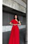 One Shoulder Pleated Long Evening Dress 582902 Red