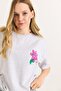 Printed Crew Neck Basic Tshirt Gray - 2
