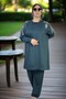 CRYSTAL 2 THREAD LYCRAL FABRIC STONE EMBROIDERY DETAIL EXTRA LARGE SIZE TUNIC PANTS DOUBLE SET - 3