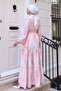 Patterned Hijab Dress Powder 567 - 5