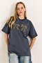 Basic Tshirt Smoked with Ribbon Print Detail