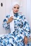 Patterned Hijab Dress Navy Blue 561 - 2
