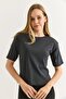 Padded Crew Neck Basic Tshirt Smoked - 4