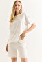 Oysho printed soft-touch shorts tracksuit set - white - 3