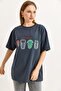 Printed Oversize Tshirt Smoked