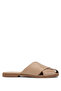 Women's Genuine Leather Beige Heeled Slippers
