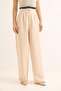 Wide Leg Belt Garnished Palazzo Trousers Beige - 3