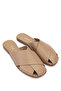 Women's Genuine Leather Beige Heeled Slippers - 2