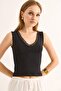 Lace Detailed Sleeveless Ball Blouse Black