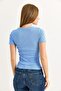 Crew Neck Chain Detailed Camisole Blouse Blue - 5