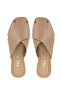 Women's Genuine Leather Beige Heeled Slippers - 5