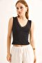 Lace Detailed Sleeveless Ball Blouse Black - 3