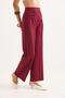 Button Detailed High Waist Wide Leg Trousers Burgundy - 5