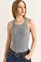Square Collar Thick Strap Knitwear Tank Top Gray