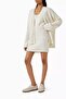 Bouclé Knitted Belted Cotton Cashmere Mini Women's Skirt, Cream - 2