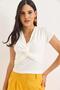 Double Breasted Collar Cross Tie Detailed Blouse White