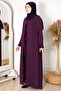 Cape Sequin Detailed Evening Dress Plum - 2