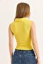 Shirt Collar Zero Sleeve Camisole Blouse Yellow - 5