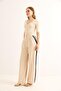 High Waist Palazzo Trousers with Side Stripes Beige - 2
