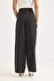 Striped Patterned Wide Leg High Waist Trousers Black - 5