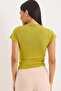 Double Breasted Collar Cross Tie Detailed Blouse Green - 4